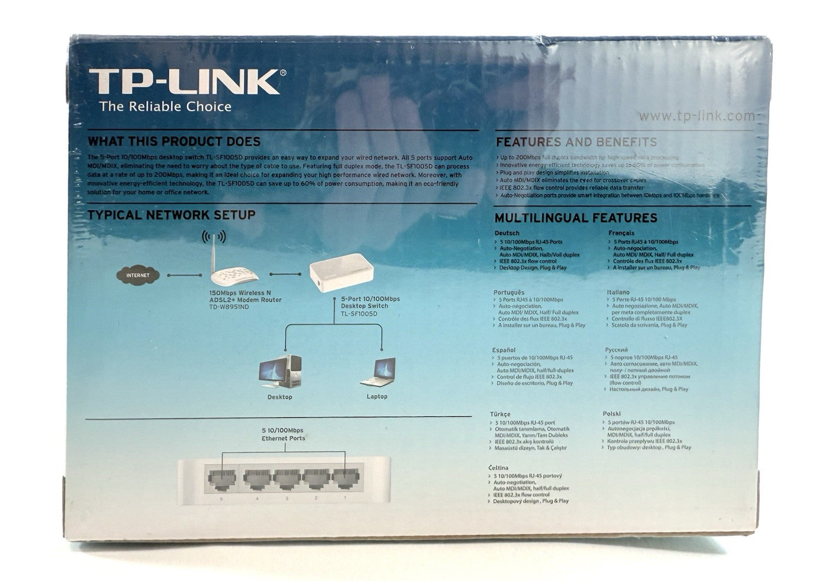 TP-LINK (TL-SF1005D) 5 Port Desktop Ethernet Switch - New, Factory Sealed