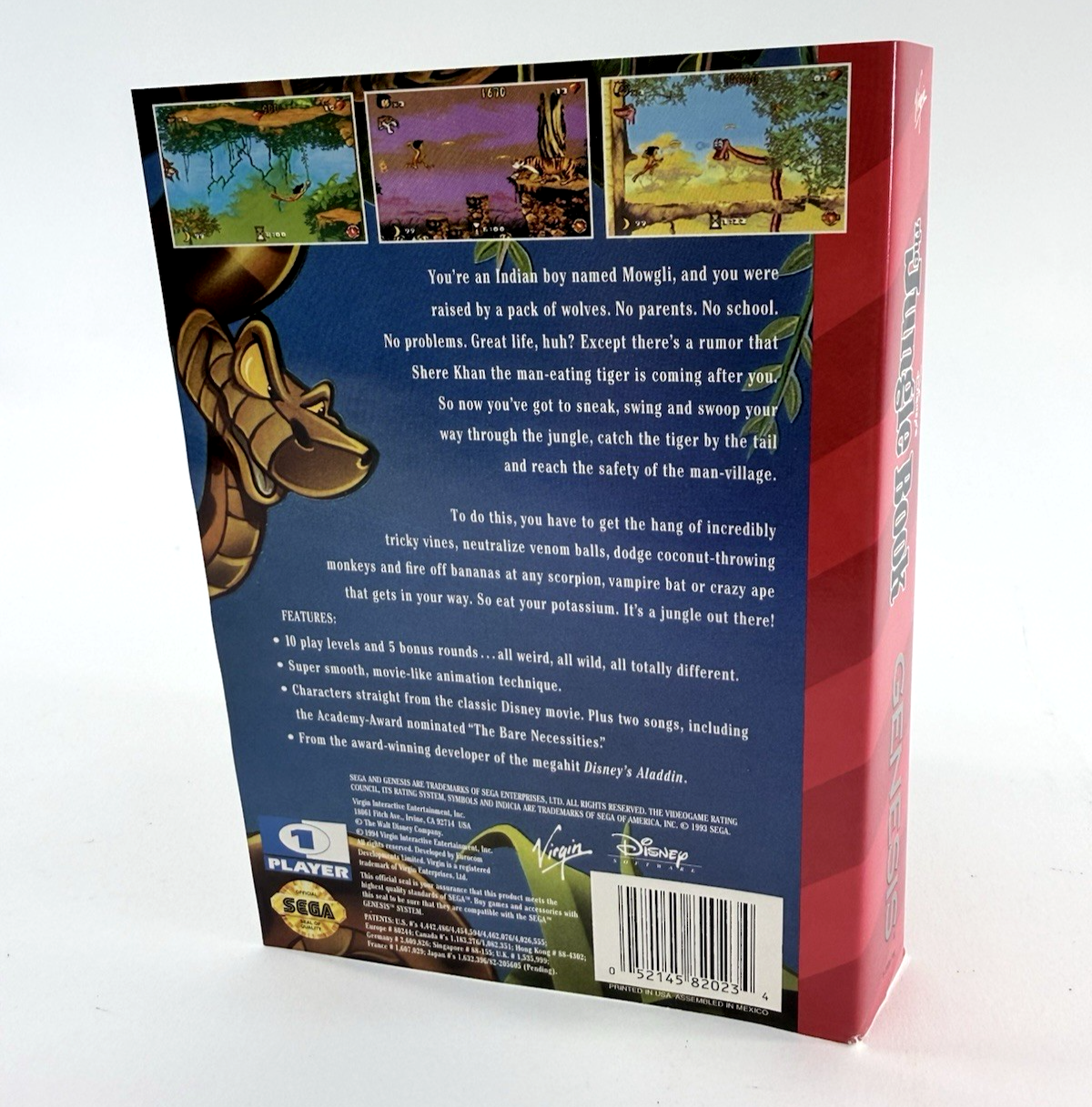 Disney's The Jungle Book (Sega Genesis, 1994) Game and Case - Tested and Working