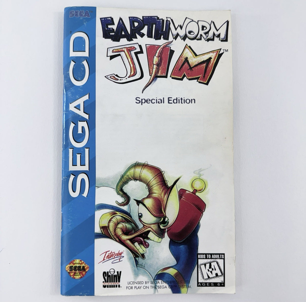 Earthworm Jim Special Edition (Sega CD, 1995) Manual and Cover Art - No Game