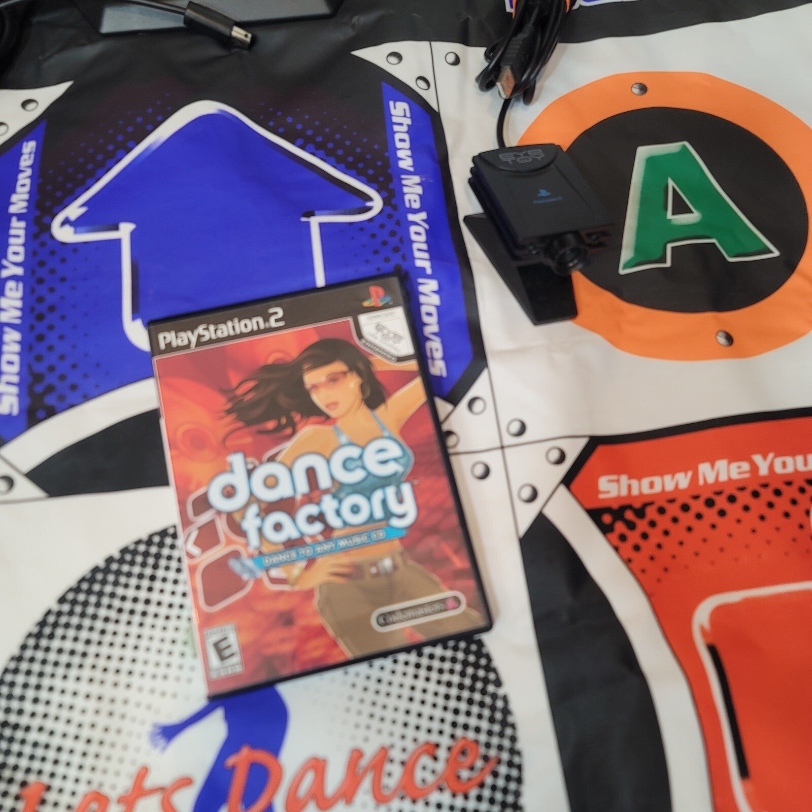 Dance Factory (Sony PlayStation 2, 2006) w/Pelican Dance Mat & Eye-Toy Sensor