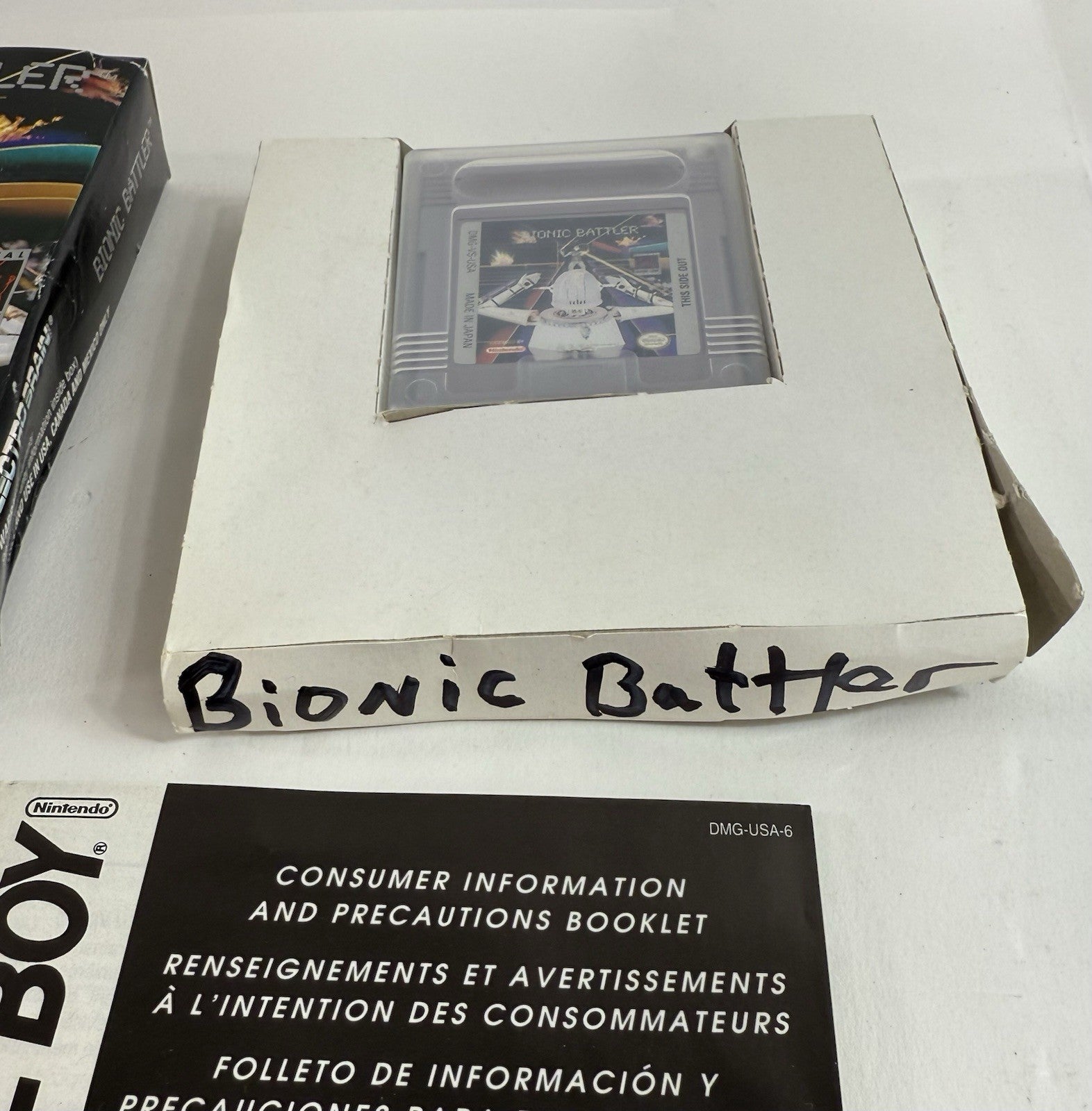 Bionic Battler (Nintendo GameBoy, 1992) Game Box Manual Registration Inserts