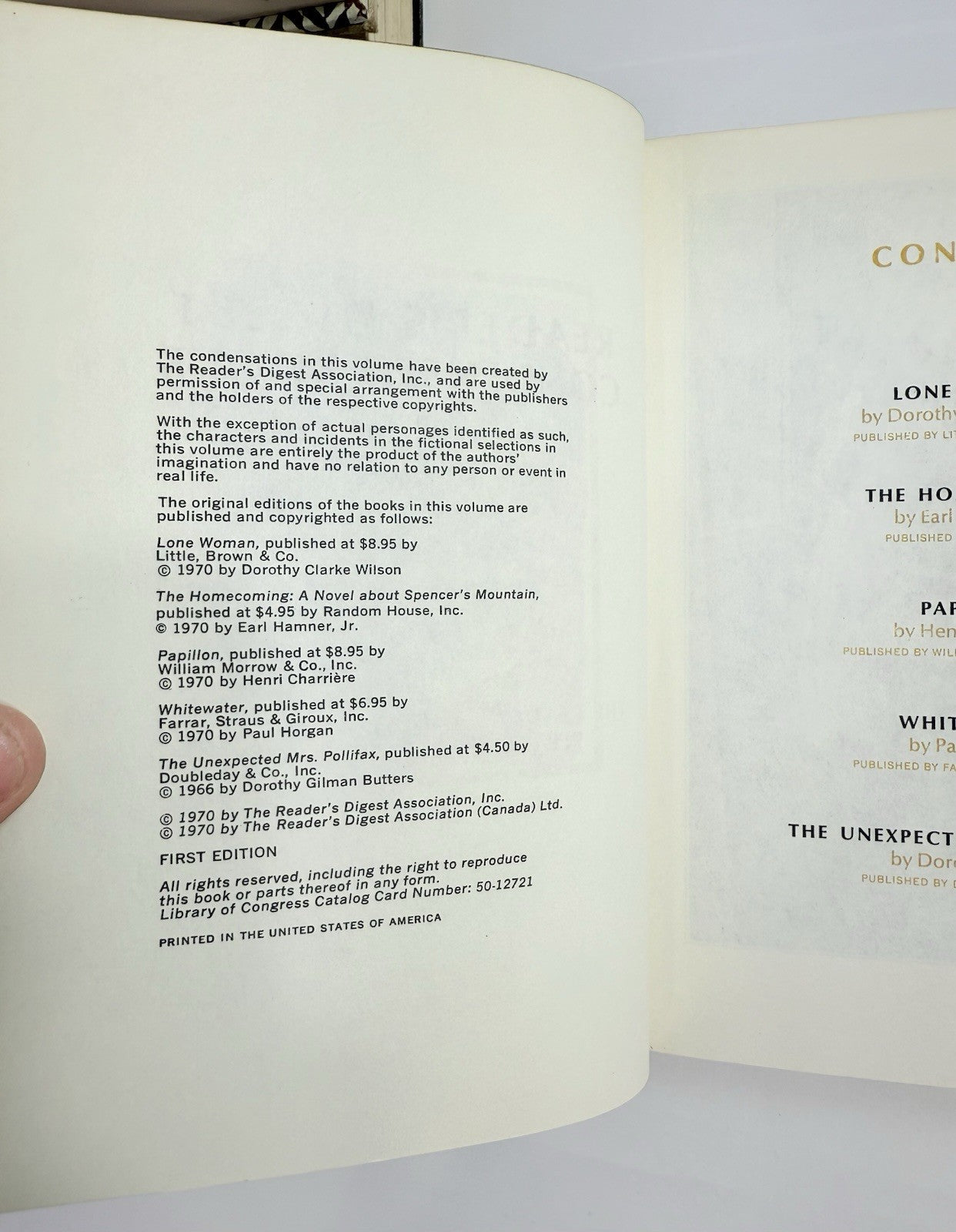 Readers Digest Condensed Books (First Edition Hardcover, 1970) Volume 1-4