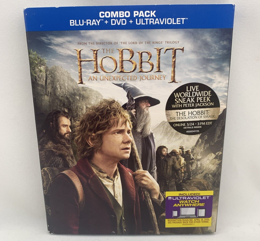 The Hobbit: An Unexpected Journey (Blu-ray Combo Pack, 2012) New With Slipcover