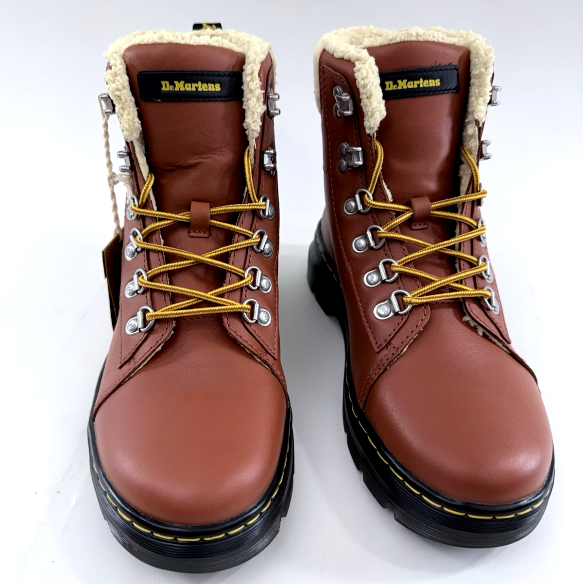 Doc Martens Combs W Leather Faux Fur-Lined Womens 9 Tan Air Wair WarmWair Boots
