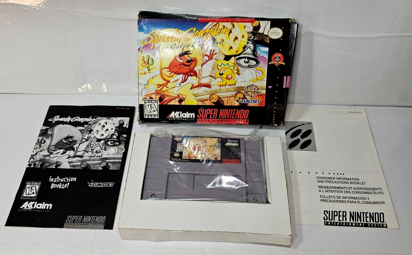 Speedy Gonzales: Los Gatos Bandidos (Nintendo SNES, 1997) Game Box Manual Insert