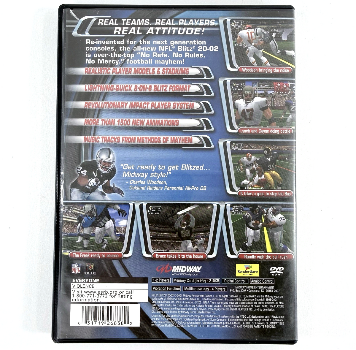 NFL Blitz 2002 (PlayStation 2, 2001) Game Case Manual Registration Card - Tested