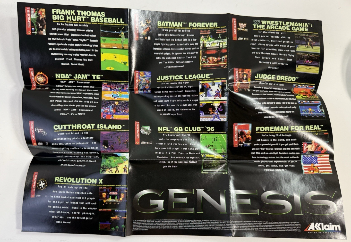 Revolution X f. Aerosmith (Genesis, 1995) Game Case Manual Poster Registration