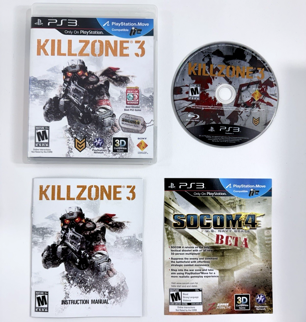 Killzone 3 (PlayStation 3, 2011) Game Case Manual Insert - Tested and Working