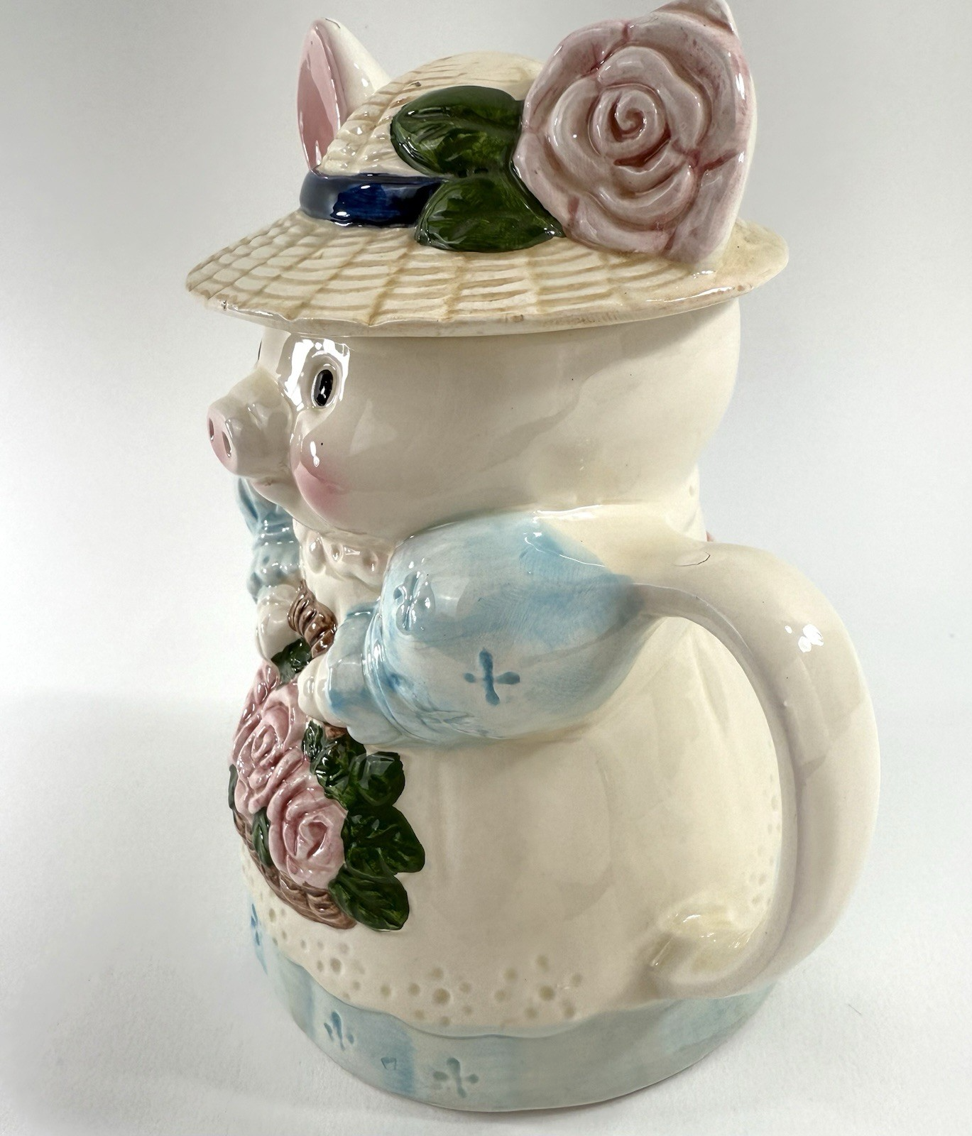 OCI Omnibus 1990s Miss Garden Pig Ceramic Decorative Teapot