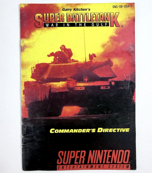 Garry Kitchen's Super Battletank War In The Gulf Instruction Manual SNS-SB-USA-1