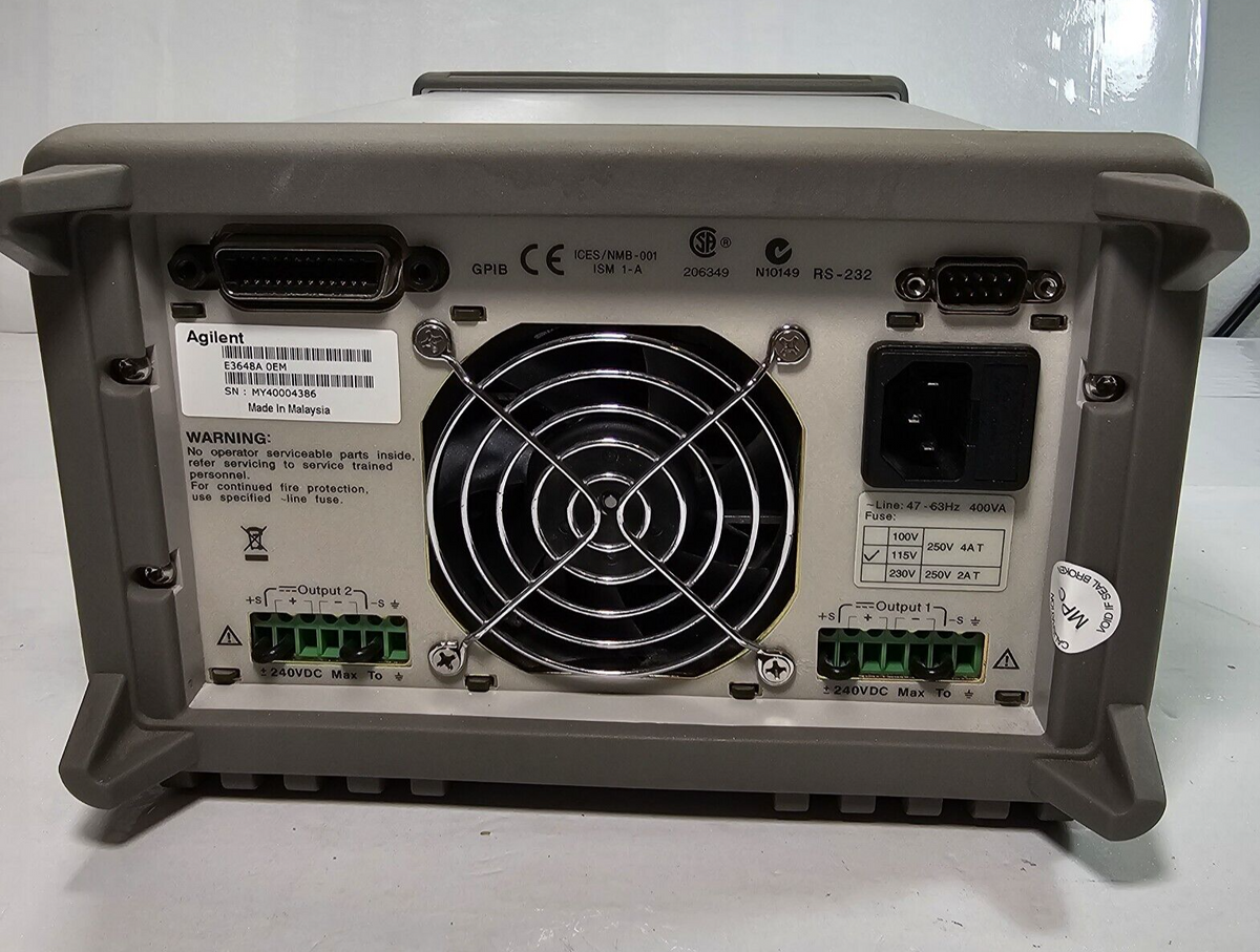 Agilent E3648A Dual Output DC Power Supply 0-8V,5A/0-20V,2.5A - Tested - 4386