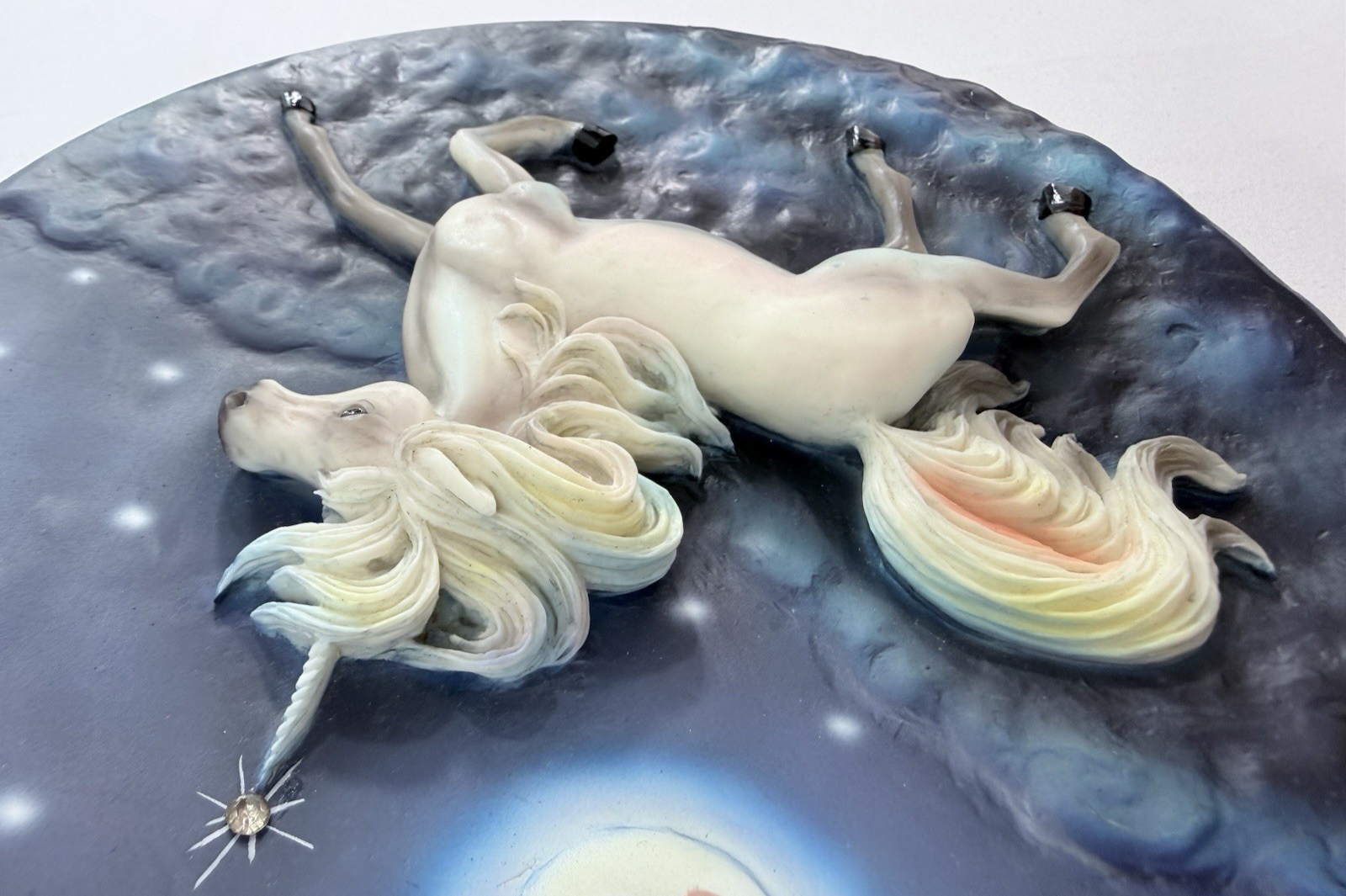 Whimsical 7.5” Moonlit Unicorn Textured Decorative Plate