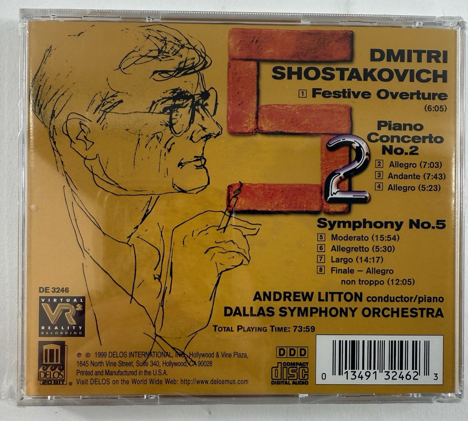 Symphony 5 / Piano Concerto 2 / Festive Overture by Shostakovich (CD, 1999) New