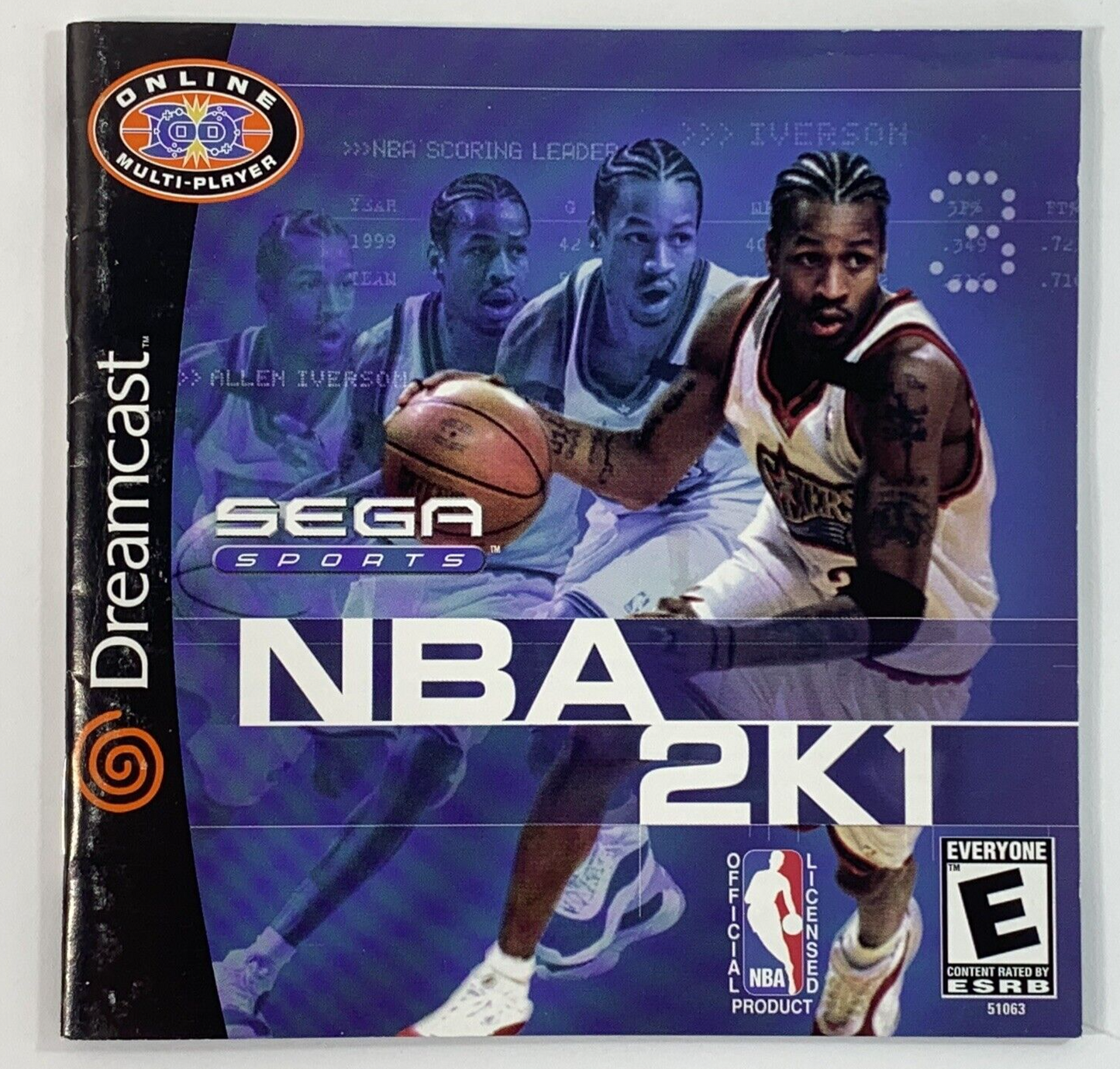 NBA 2K1 (Sega Dreamcast, 2000) Game Case Manual - Tested and Working
