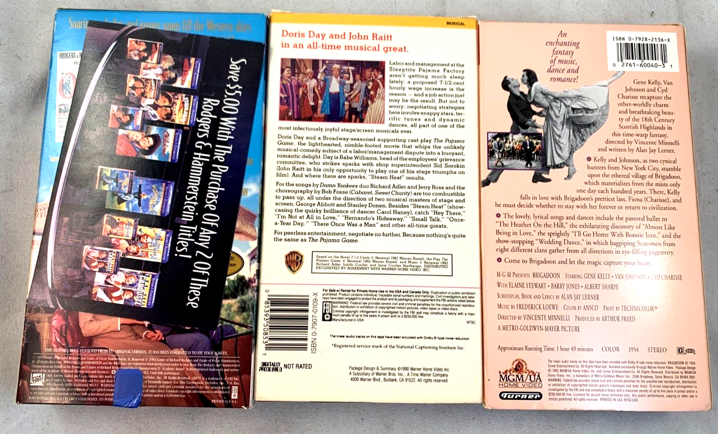 Brigadoon (VHS Musicals Bundle) Oklahoma/ The Pajama Game - Tested
