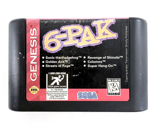 Genesis 6-Pak (Sega Genesis, 1995) Game Cartridge - Tested and Working