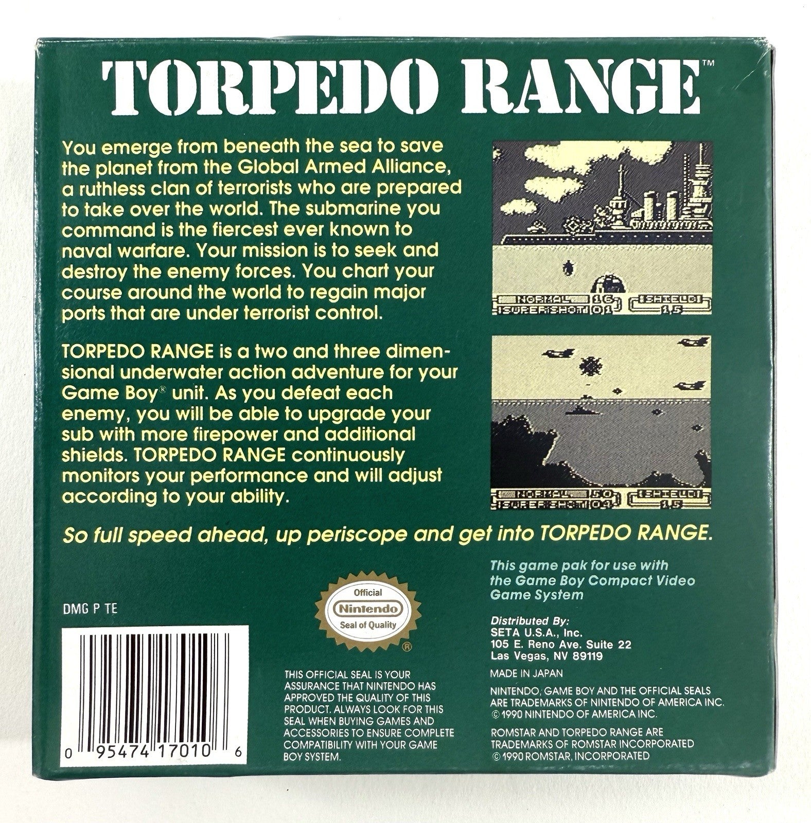 Torpedo Range (Nintendo Gameboy, 1994) Game, Box, Manual, Inserts - Tested