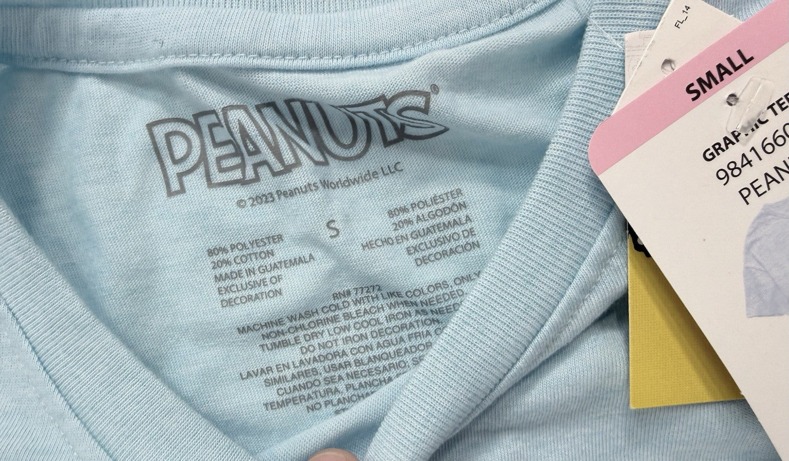 Peanuts 2023 Adult Small Light Blue Graphic Character T-Shirt - New with Tags