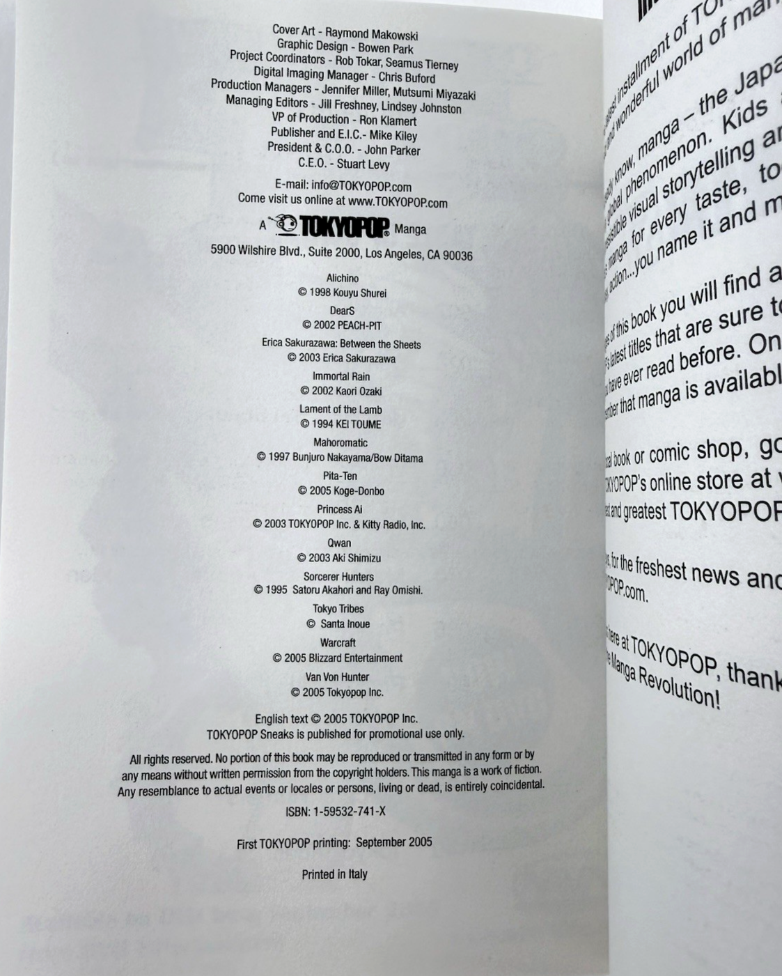 ToykoPop Sneaks 2005 Volume 2 First Print Compilation Manga Previews