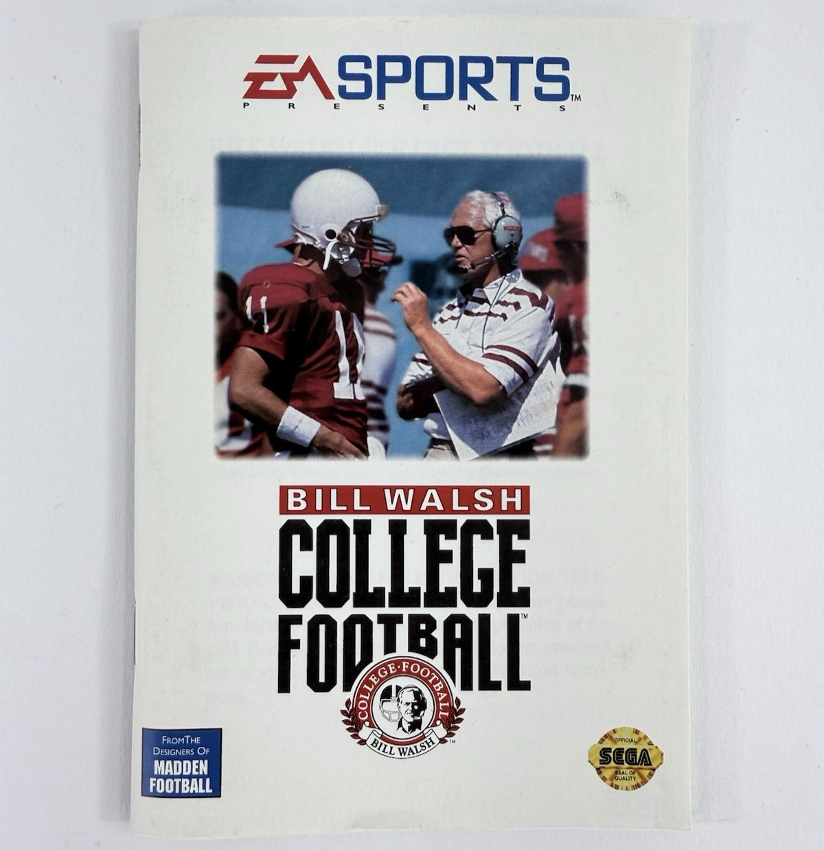 Bill Walsh College Football (Sega Genesis, 1993) Game Case Manual Inserts Reg.