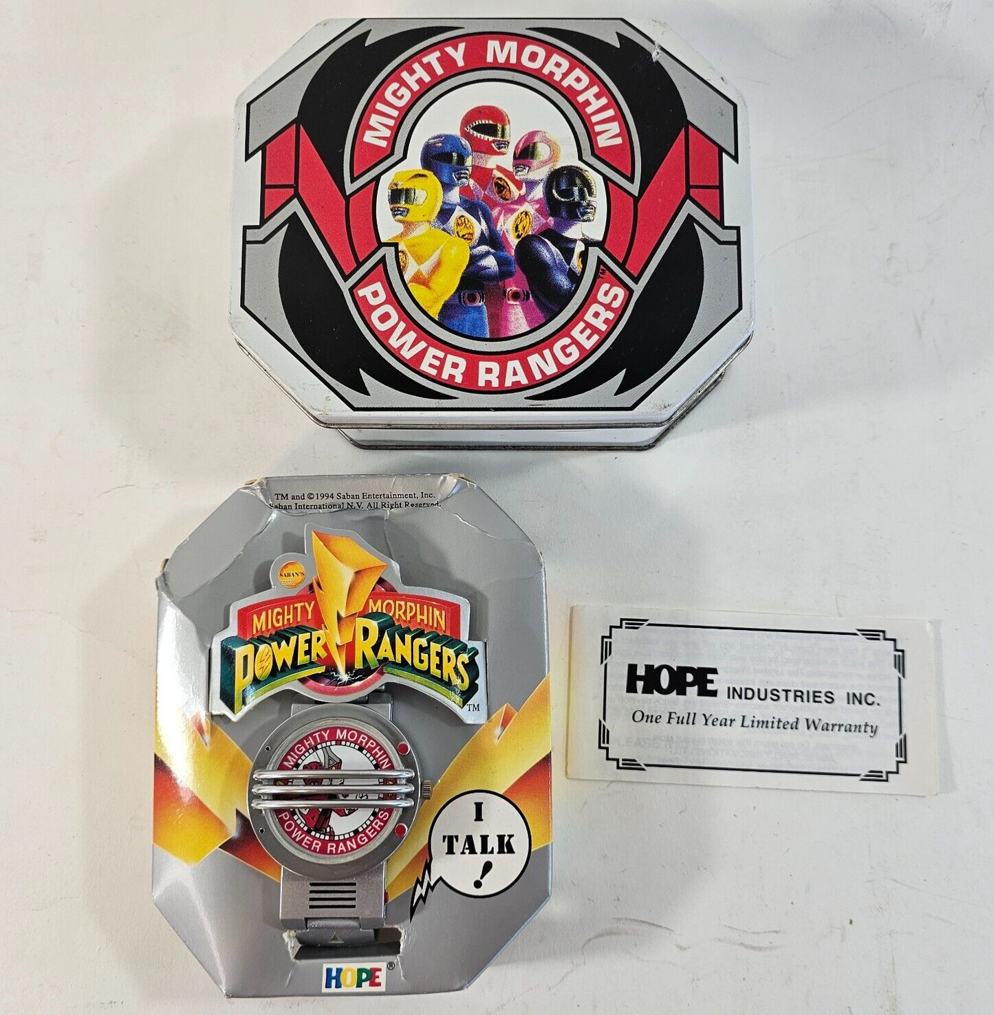 Saban 1994 Mighty Morphin' Power Rangers Pink Ranger Watch and Collector Tin