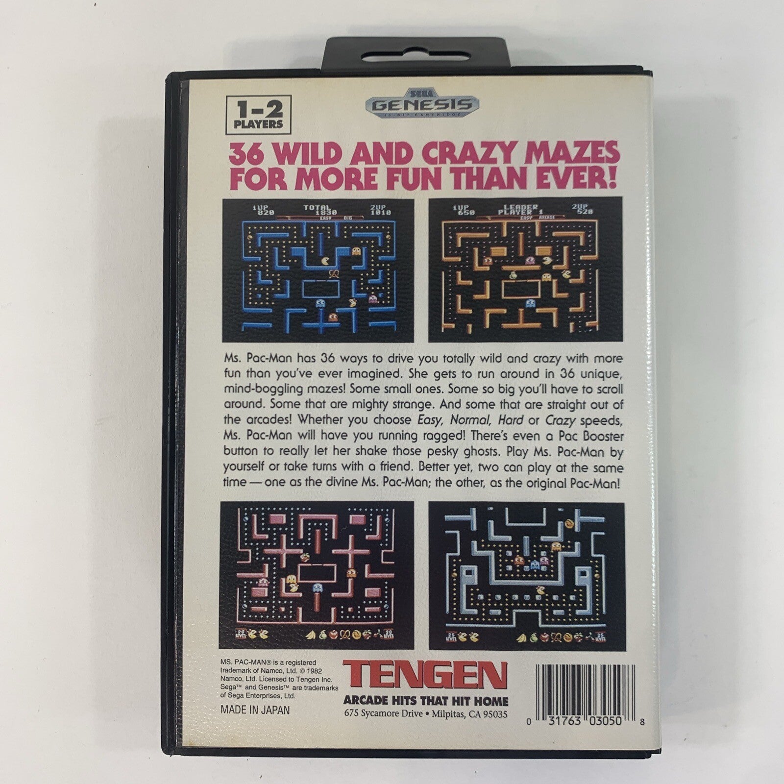Ms. Pac-Man (Sega Genesis, 1991) Case Game Manual Inserts - Tested
