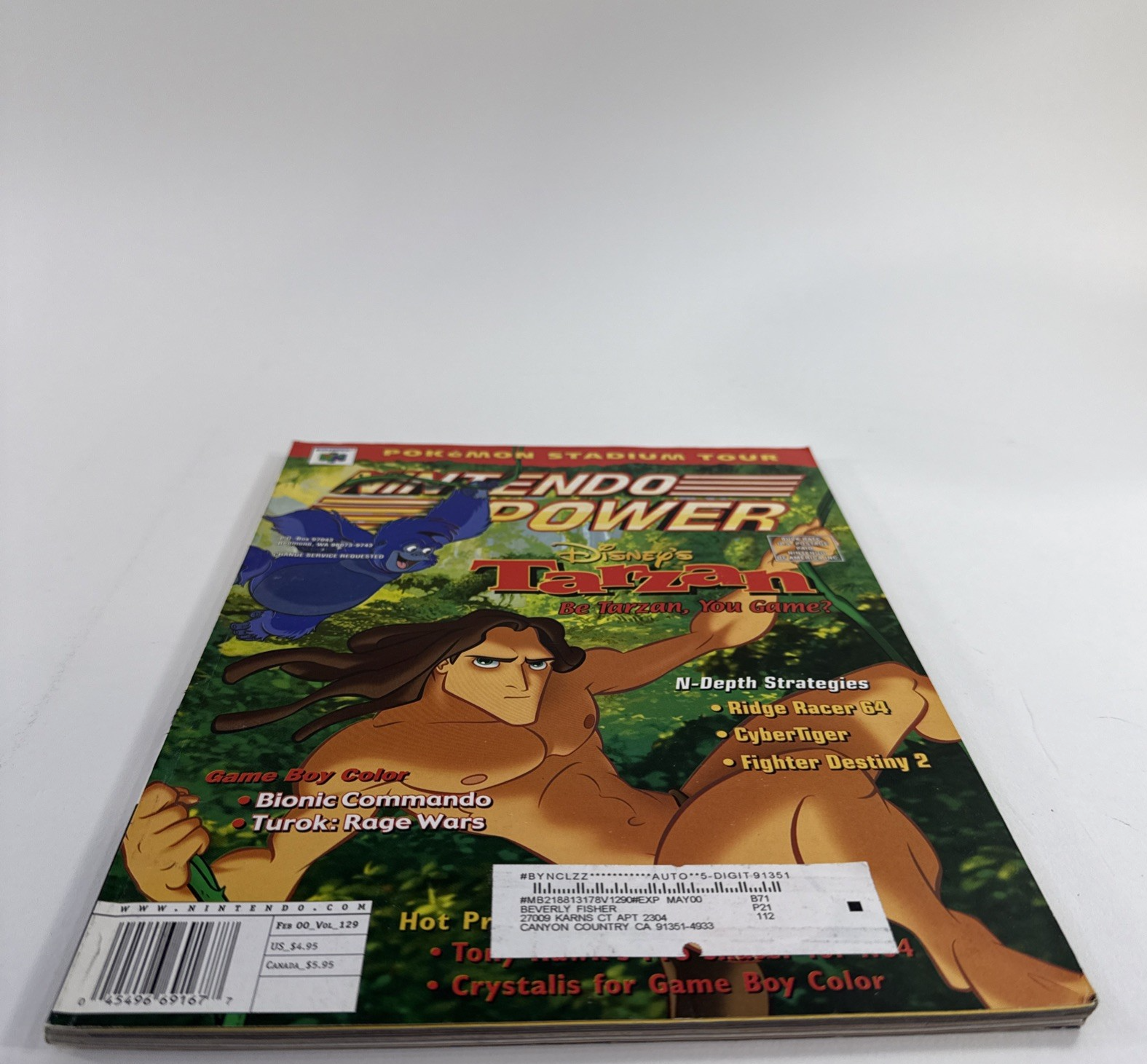 Nintendo Power (Vol. 129, Feb '00) Disney's Tarzan w/ Pro Skater Poster, Comic