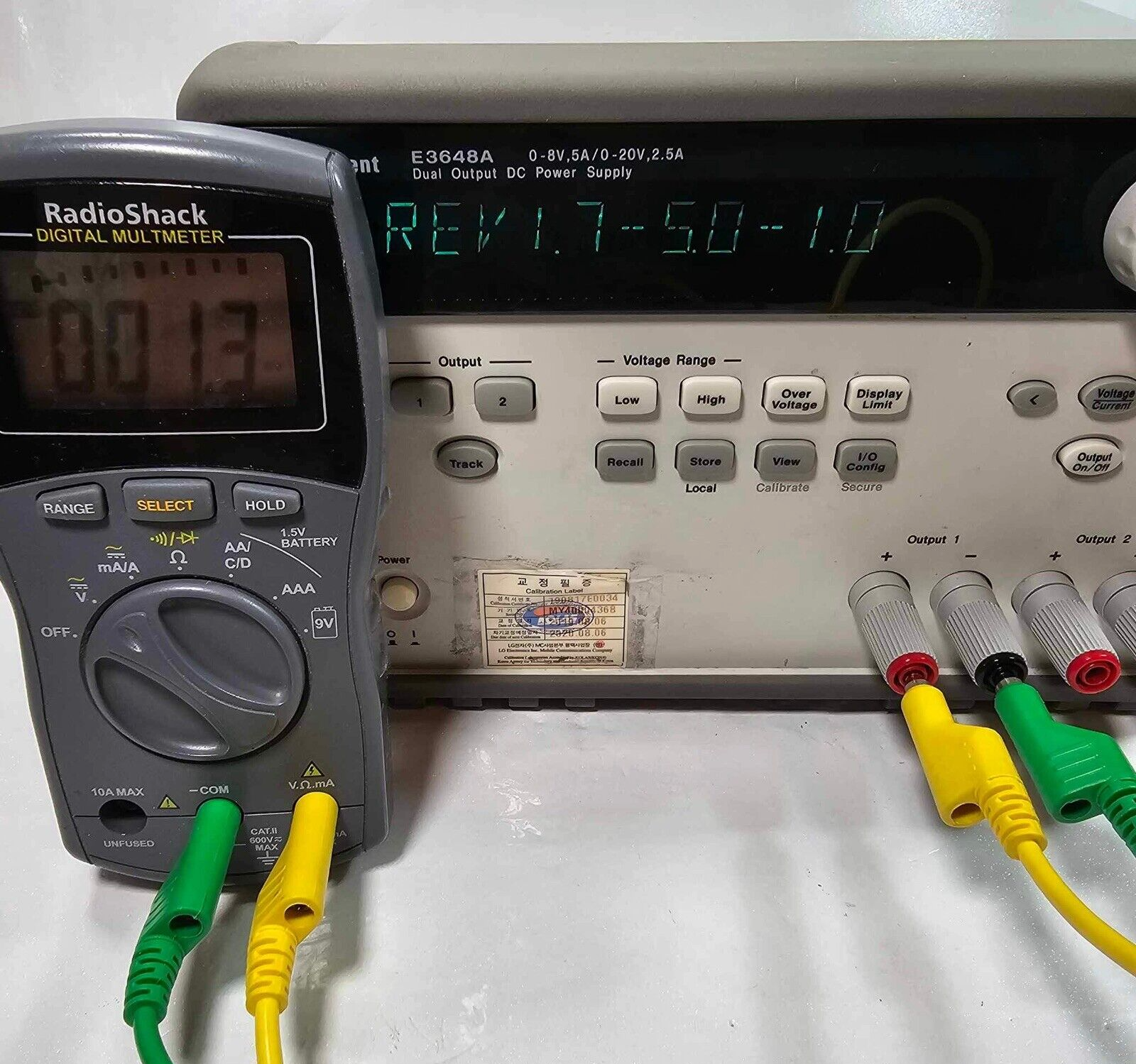 Agilent E3648A Dual Output DC Power Supply 0-8V,5A/0-20V,2.5A - Tested - 4368