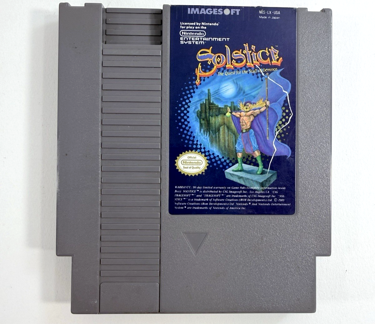 Solstice: The Quest for the Staff of Demnos (Nintendo NES, 1990) Game and Manual