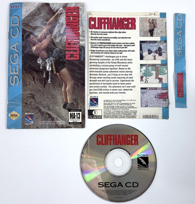Cliffhanger (Sega CD, 1993) Game Disc and Manual - Tested - Read