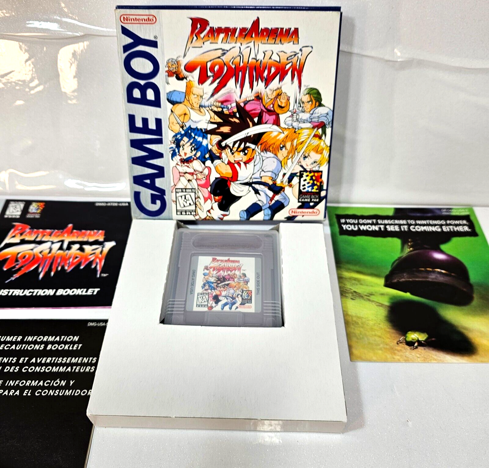 Genuine Battle Arena Toshinden (Nintendo Gameboy, 1995) Game Box Manual Inserts