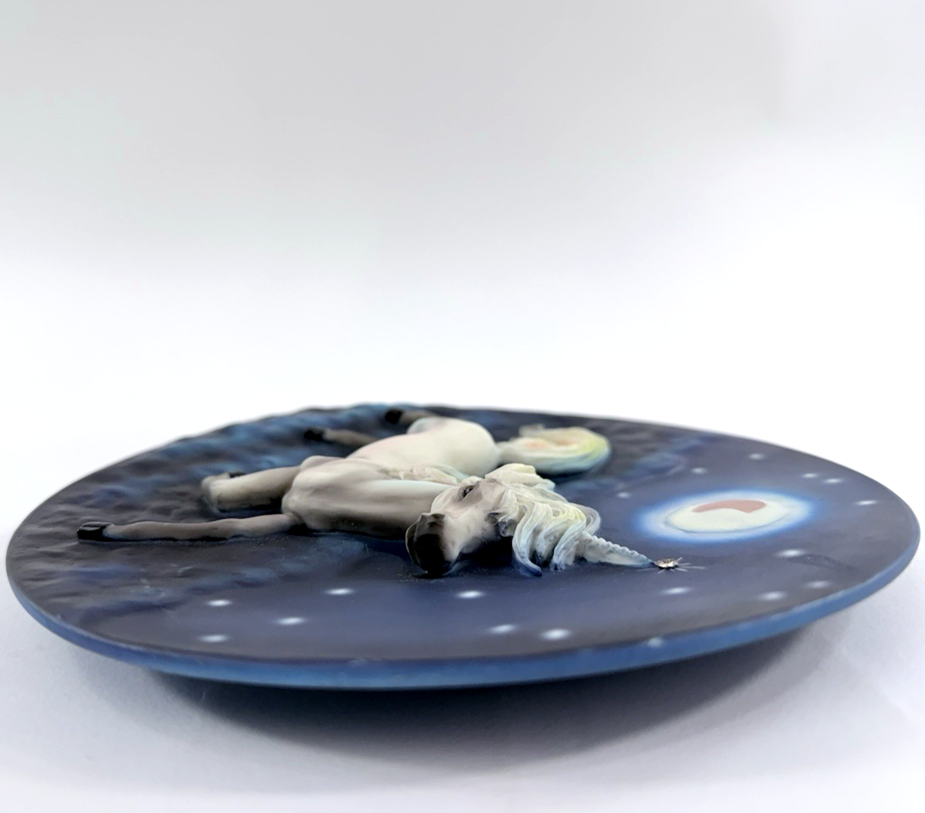 Whimsical 7.5” Moonlit Unicorn Textured Decorative Plate