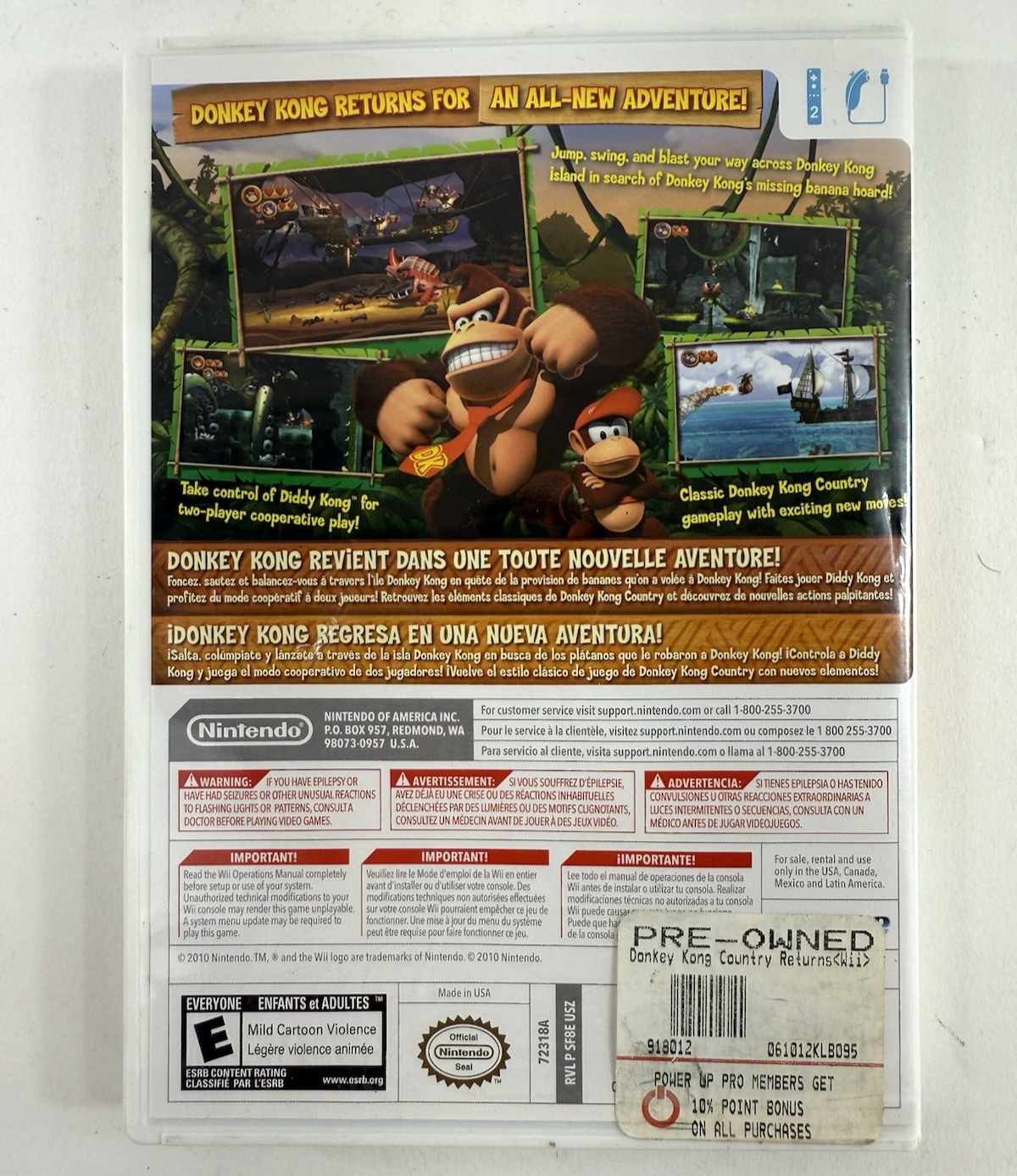 Donkey Kong Country Returns (Nintendo Wii, 2010) Game, Case, Manual - Tested