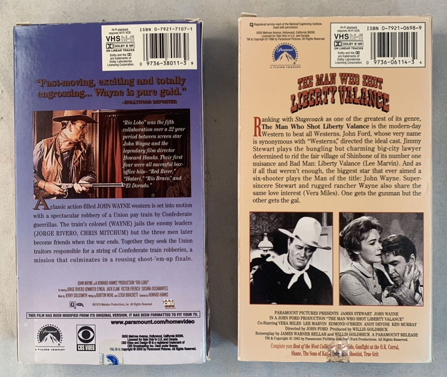 Rio Lobo (VHS John Wayne bundle) The Man Who Shot Liberty Valance - Tested