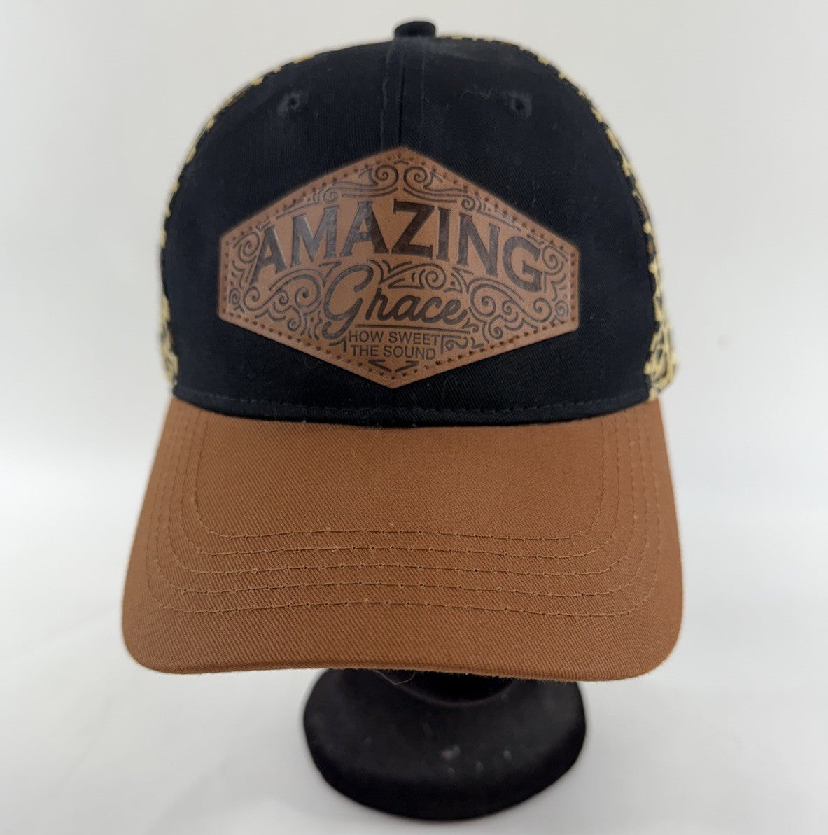 Blessed Girl 'Amazing Grace' Leopard Print and Leather One Size Baseball Cap