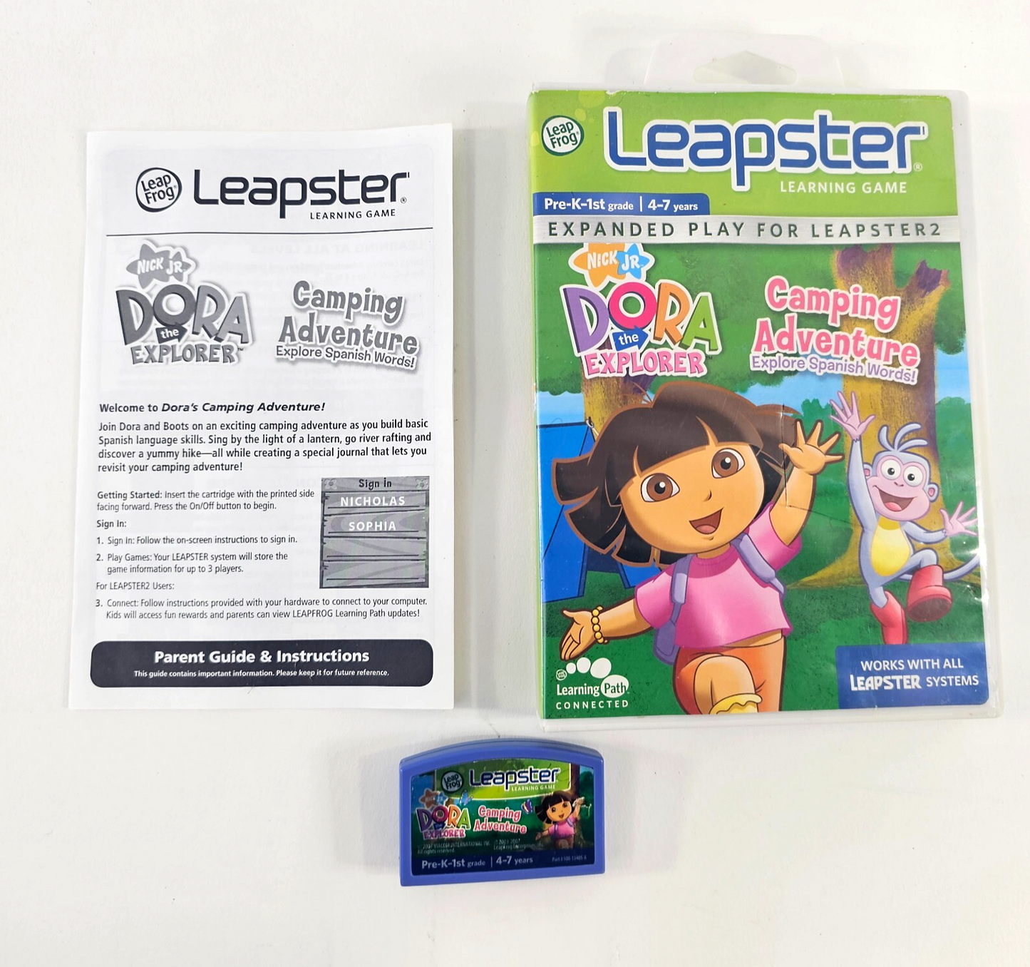 Leap Frog Leapster 2007 Dora the Explorer Camping Adventure - Game Case & Manual