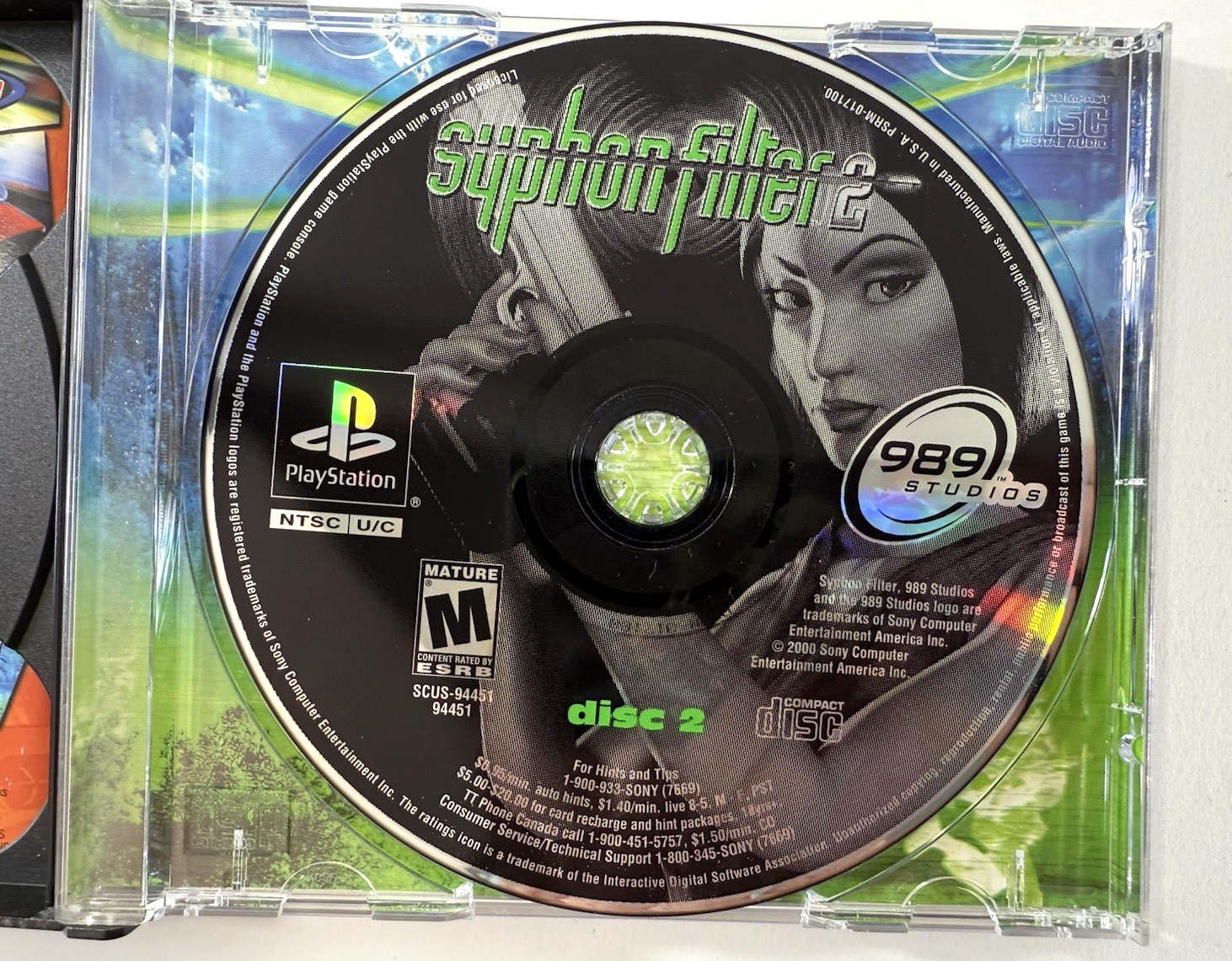 Syphon Filter 2 (Sony PlayStation 1, 2000) Game Discs, Case, Manual - Tested