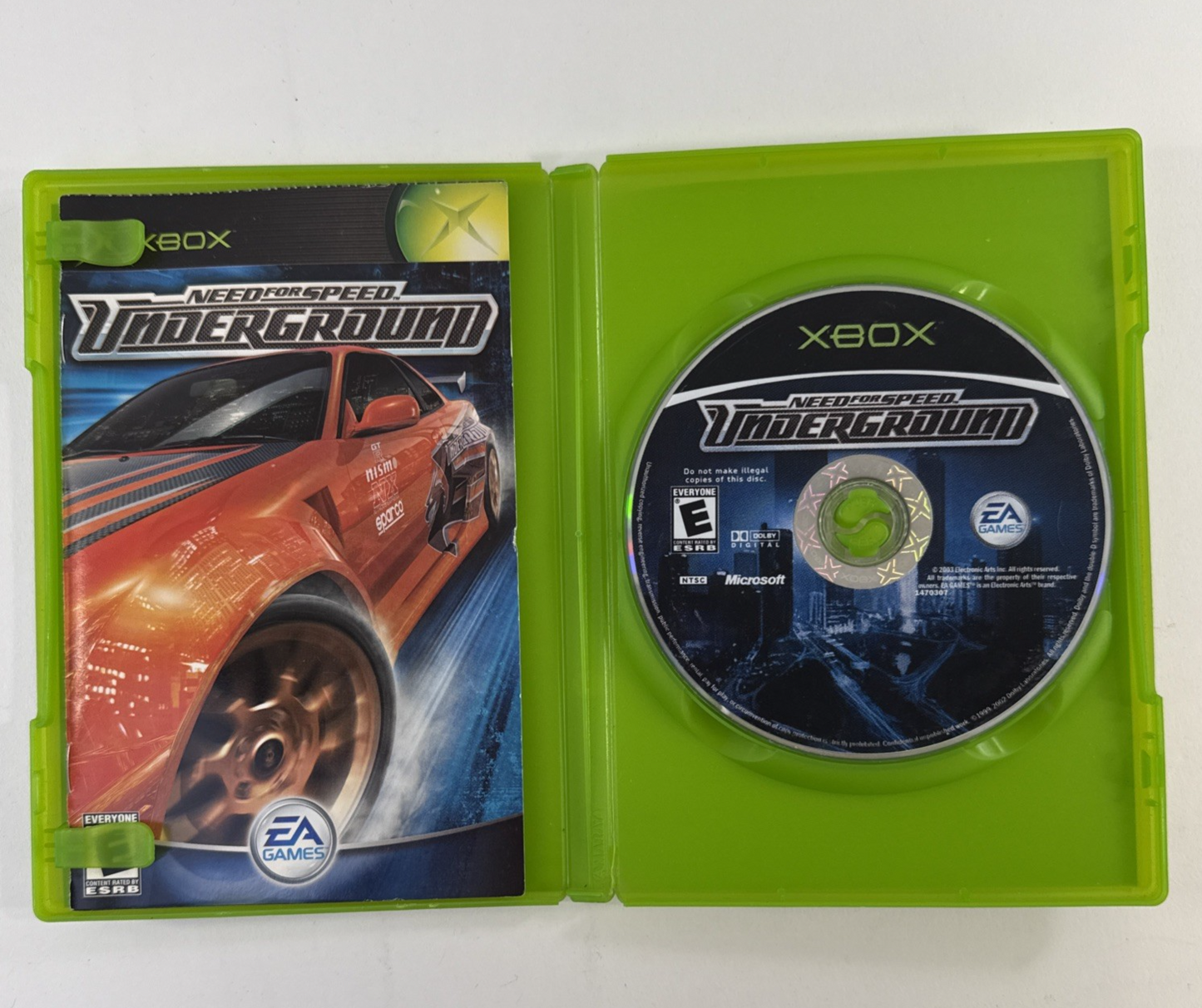 Need for Speed: Underground (Microsoft Xbox, 2003) Game Case Manual Registration