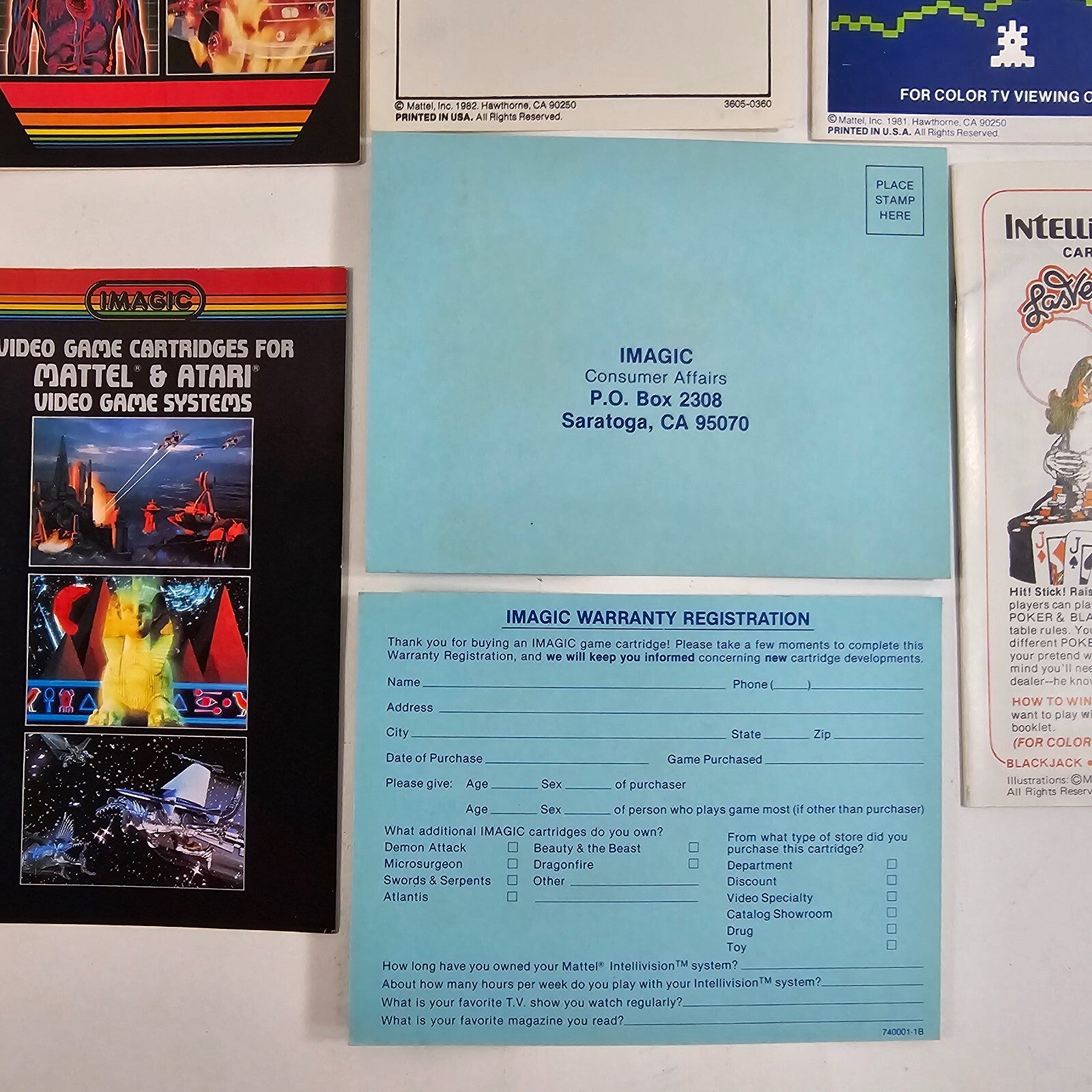 Mattel Intellivision Imagic Manuals and Inserts - Dragonfire, Atlantis, and more