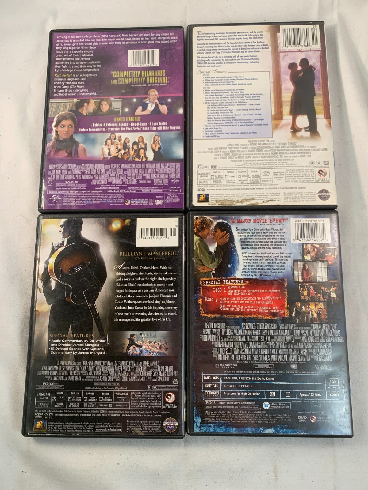 The Sound of Music (DVD lot) Pitch Perfect/Rent/Walk the Line