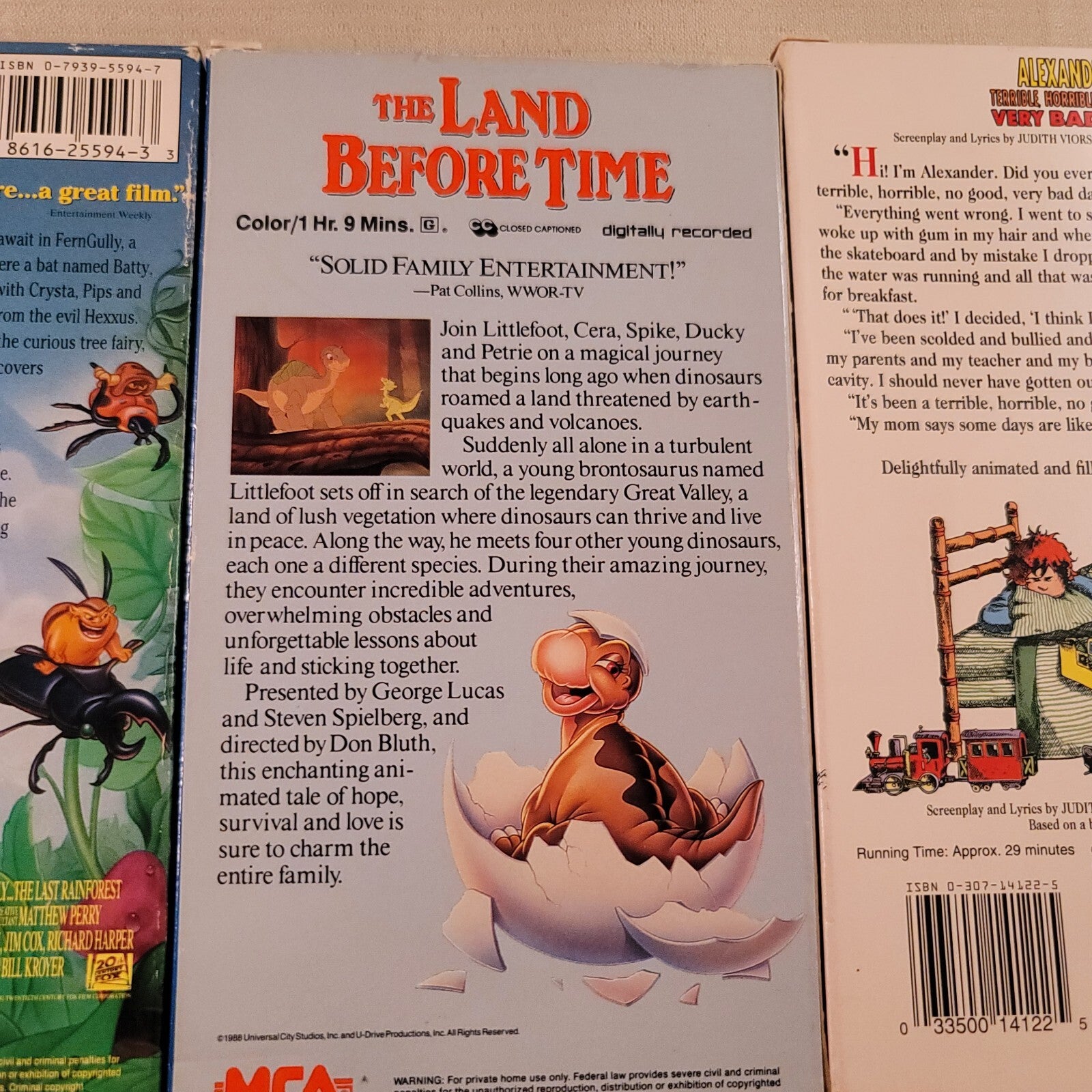 Ferngully (VHS family bundle) Land Before Time/Alexander & the Bad Day - Tested