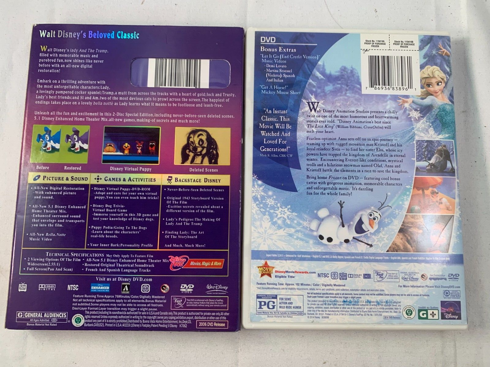 Frozen (DVD bundle) Lady and the Tramp