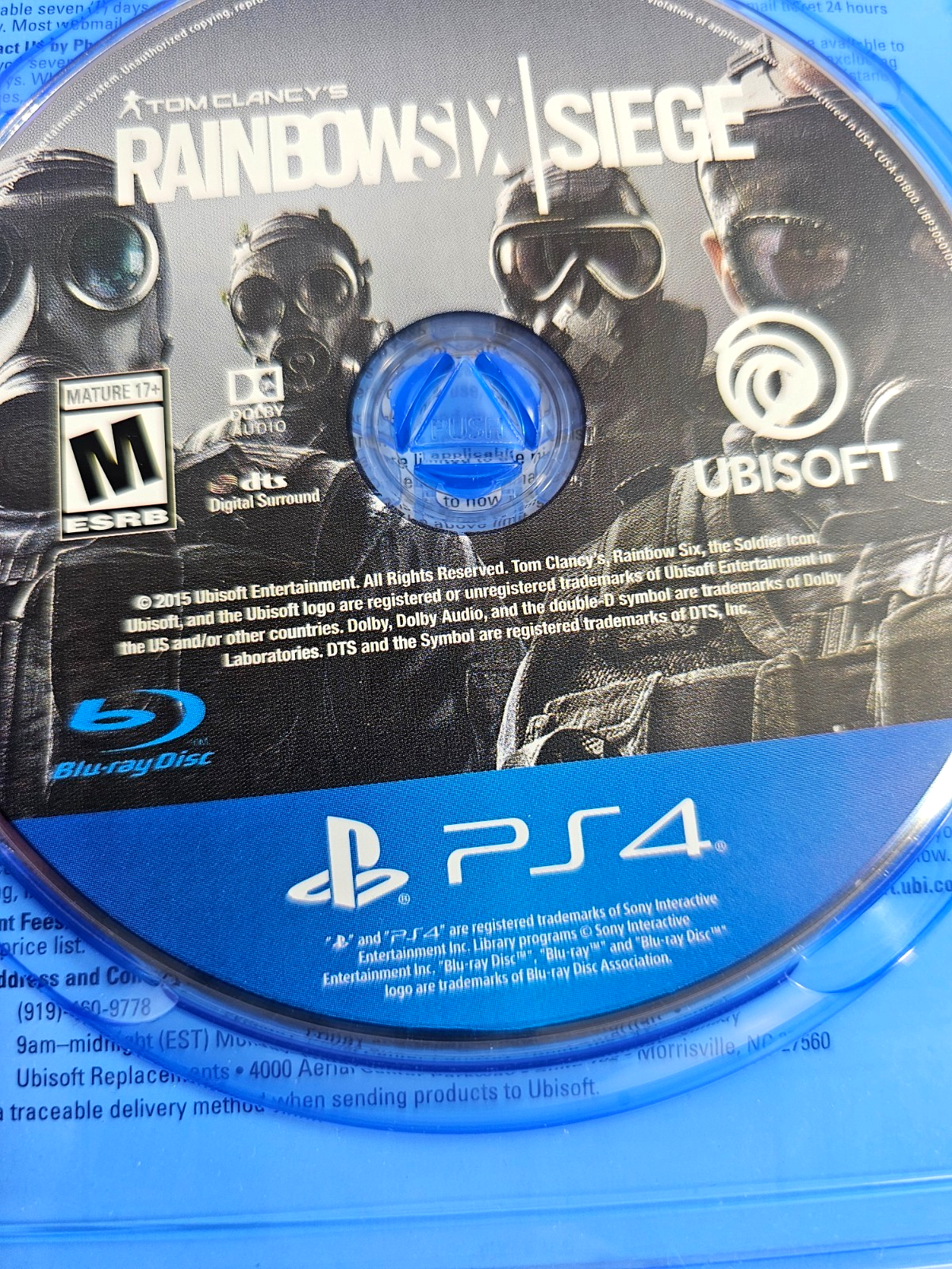 Tom Clancy's Rainbow Six Siege (PlayStation 4, 2015) Game and Case - Tested