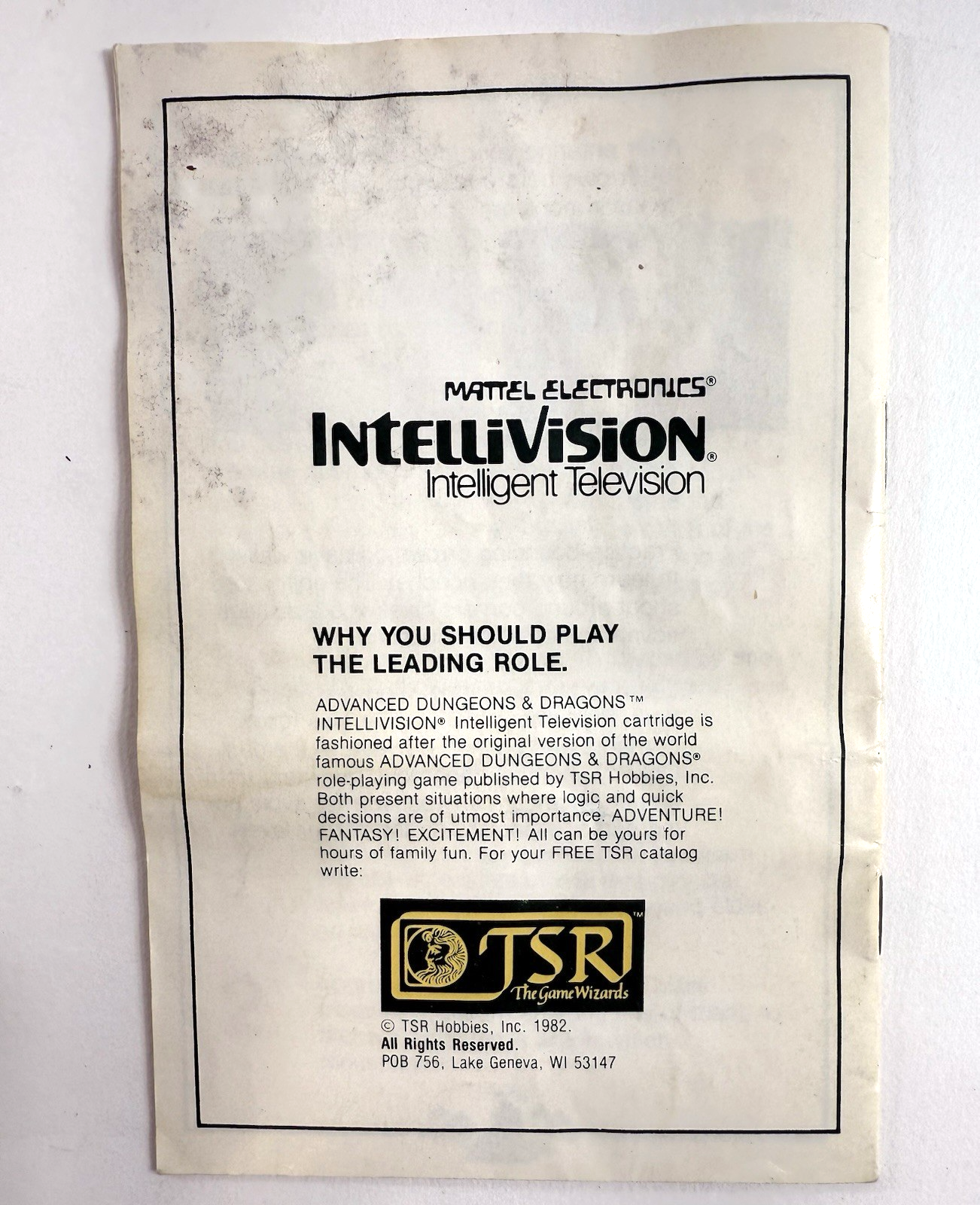 Advanced Dungeons & Dragons (Intellivision, 1982) Game, Box, Manual - Tested