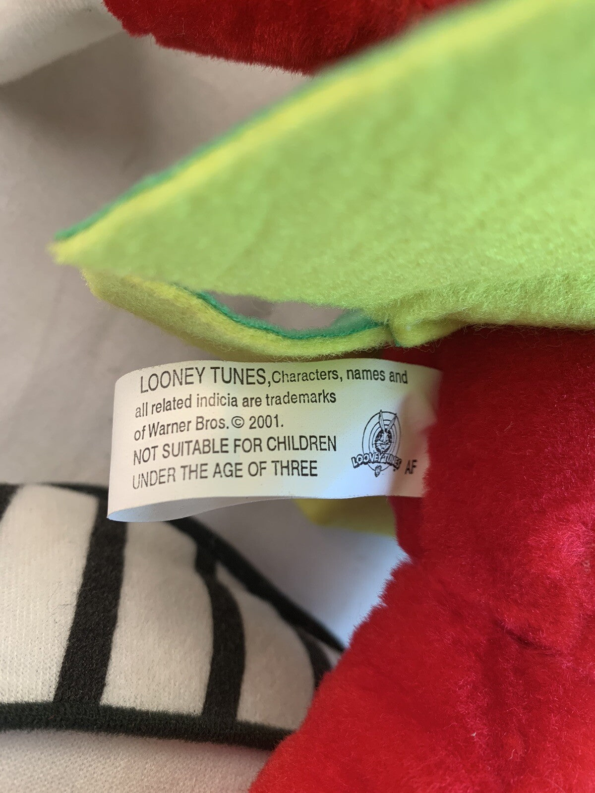 Looney Tunes 2001 Marvin The Martian with Parachute Large Six Flags Plush