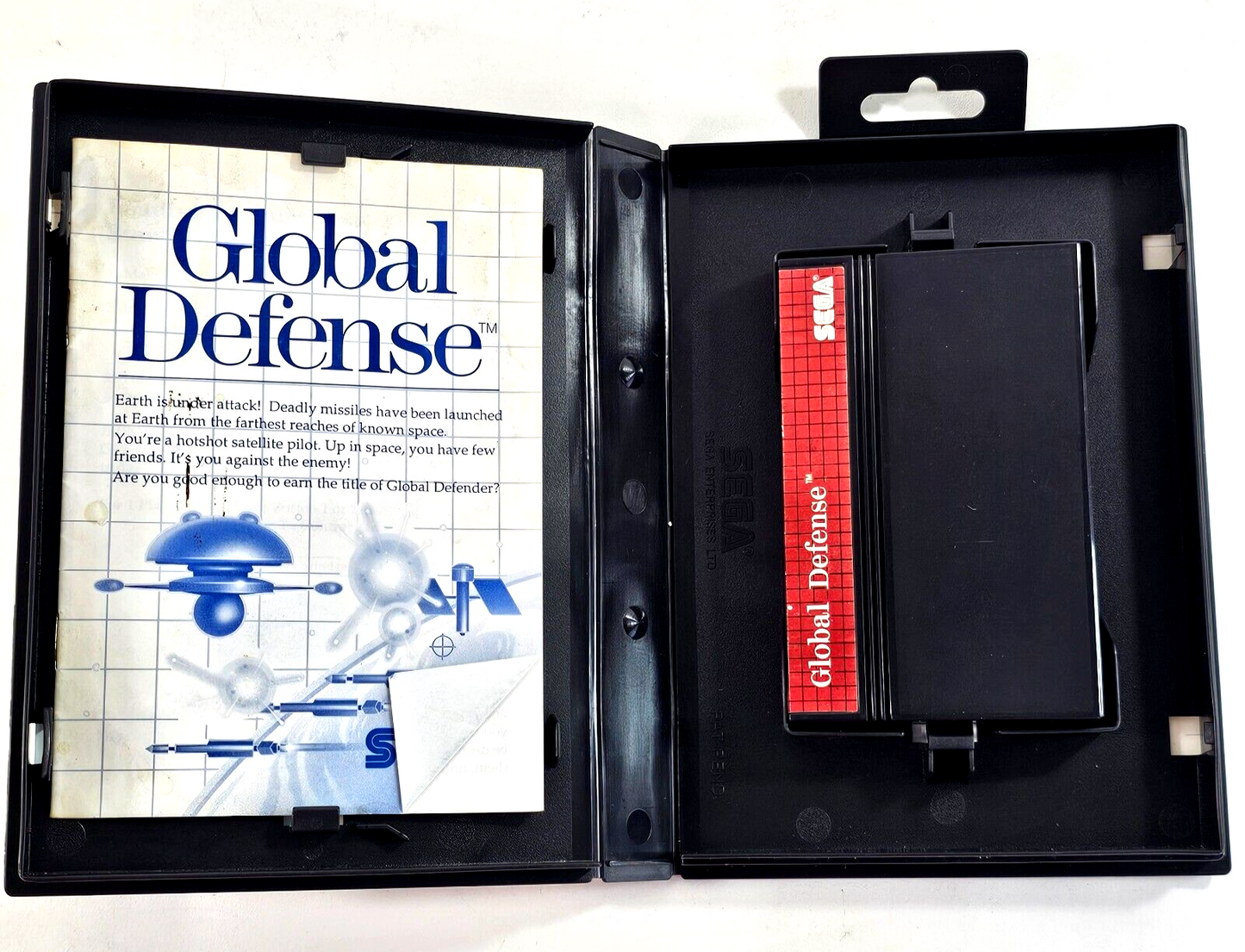 Global Defense (Sega Master System, 1987) Game Case Manual - Tested and Working