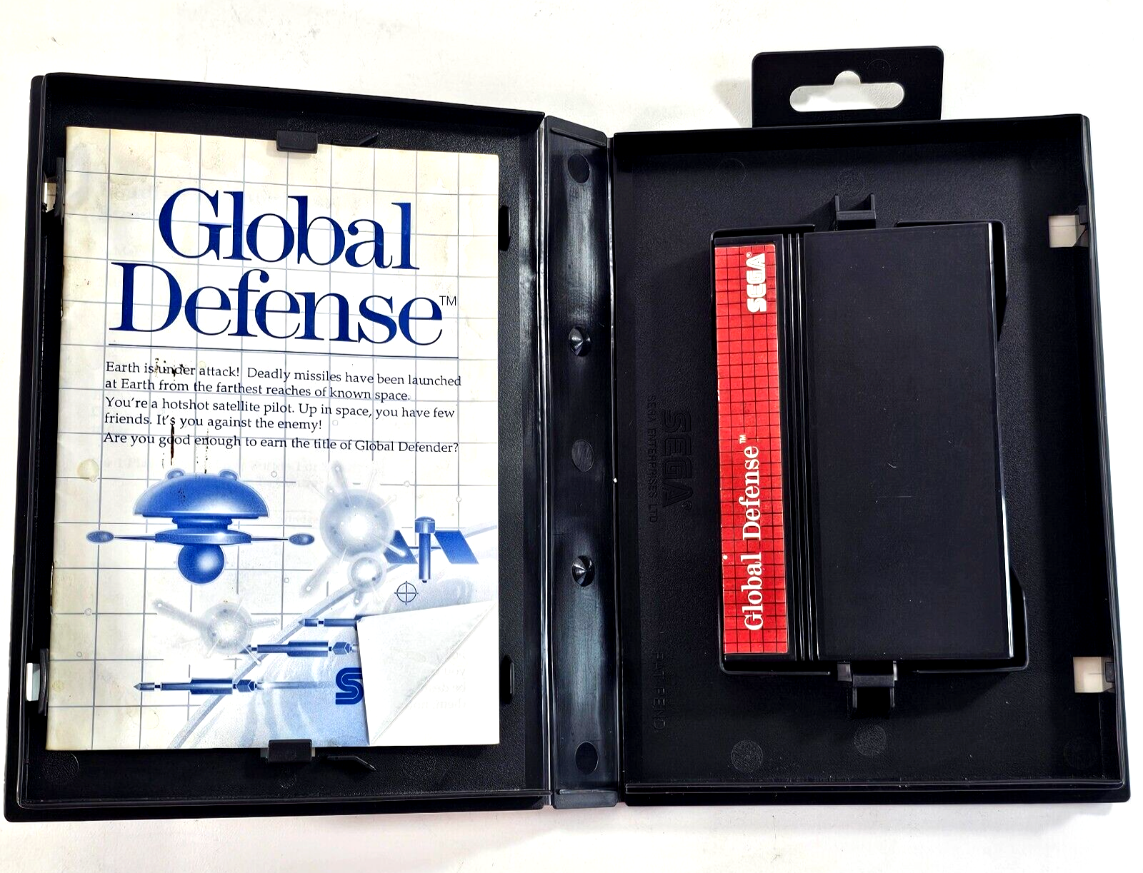 Global Defense (Sega Master System, 1987) Game Case Manual - Tested and Working