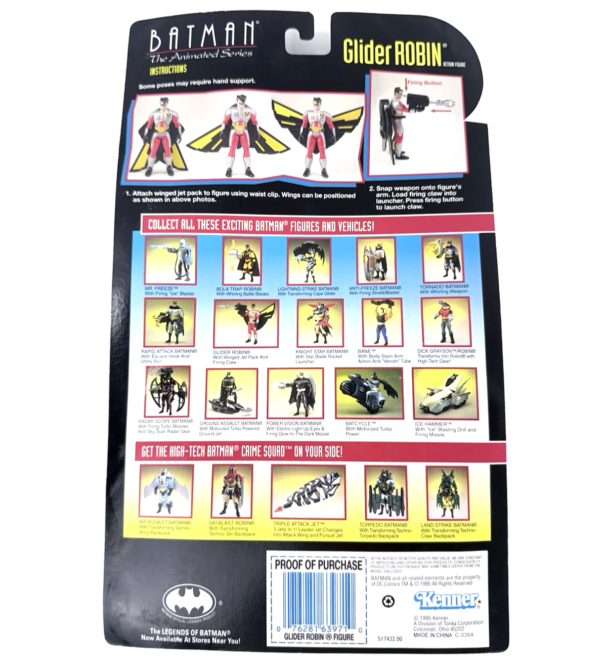 Kenner 1995 Batman The Animated Series Glider Robin Action Figure - New