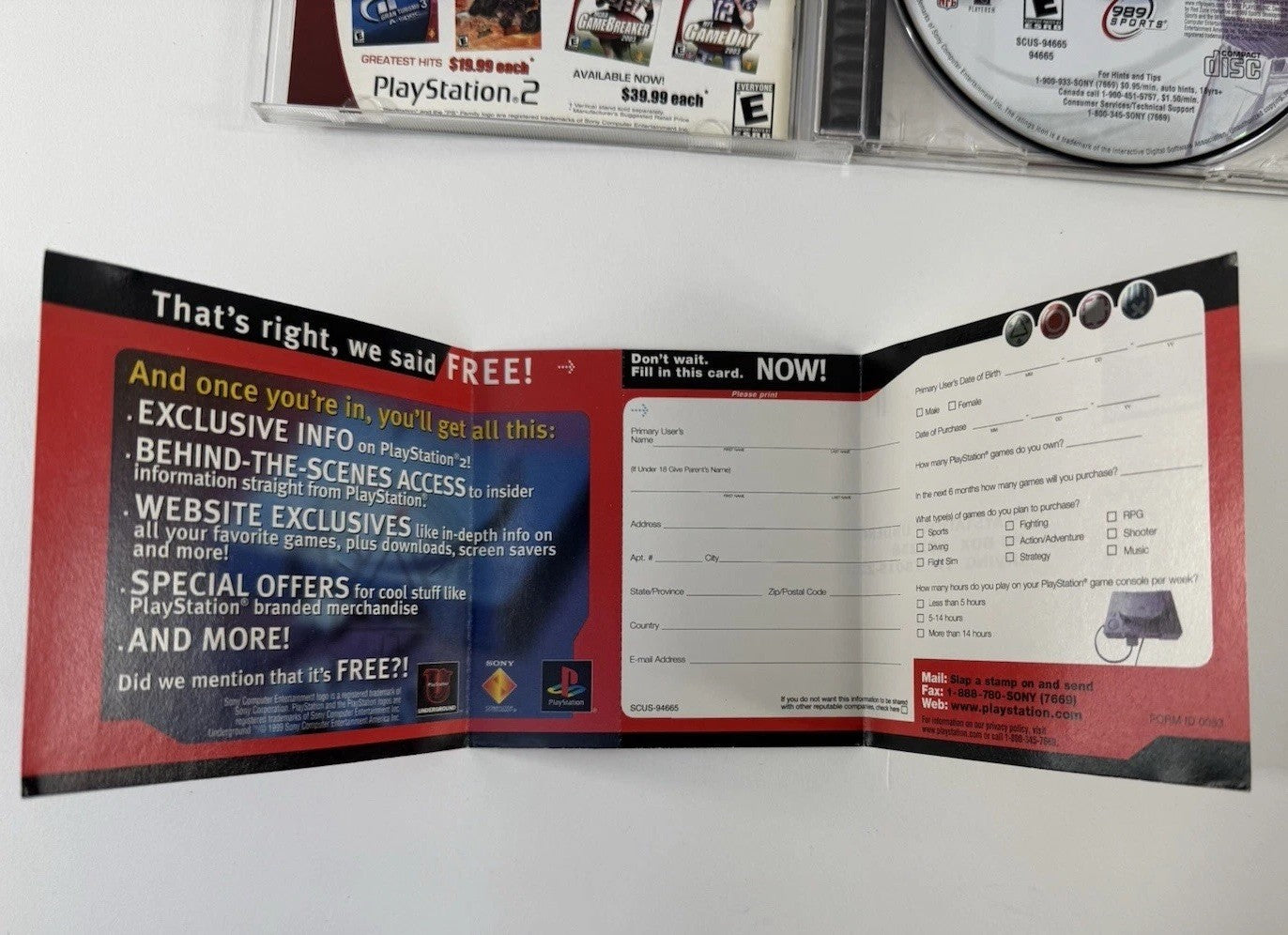 NFL GameDay 2003 (PlayStation 1, 2002) Game, Case, Manual, Registration - Tested