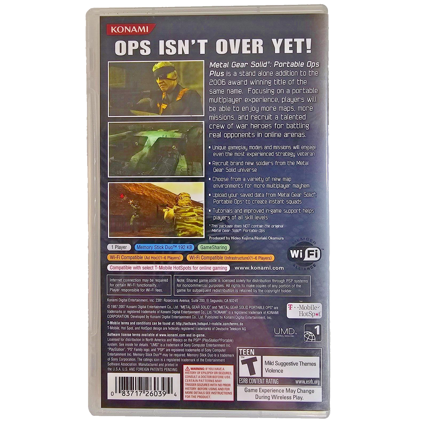 Metal Gear Solid: Portable Ops Plus (Sony PSP, 2007) Game Case Manual - Tested